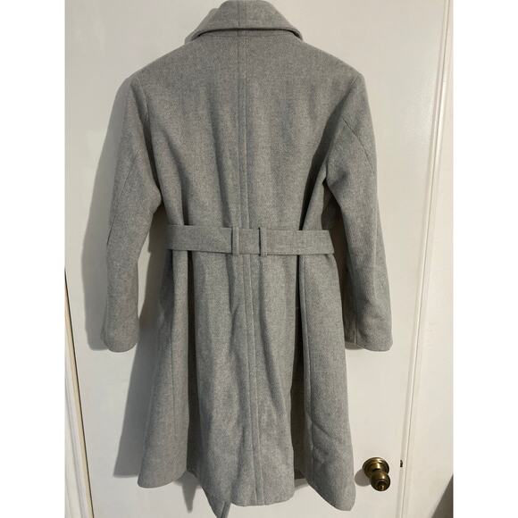 Mango belted pea coat women’s size S gray wool blend minimalist capsule - Picture 3 of 6